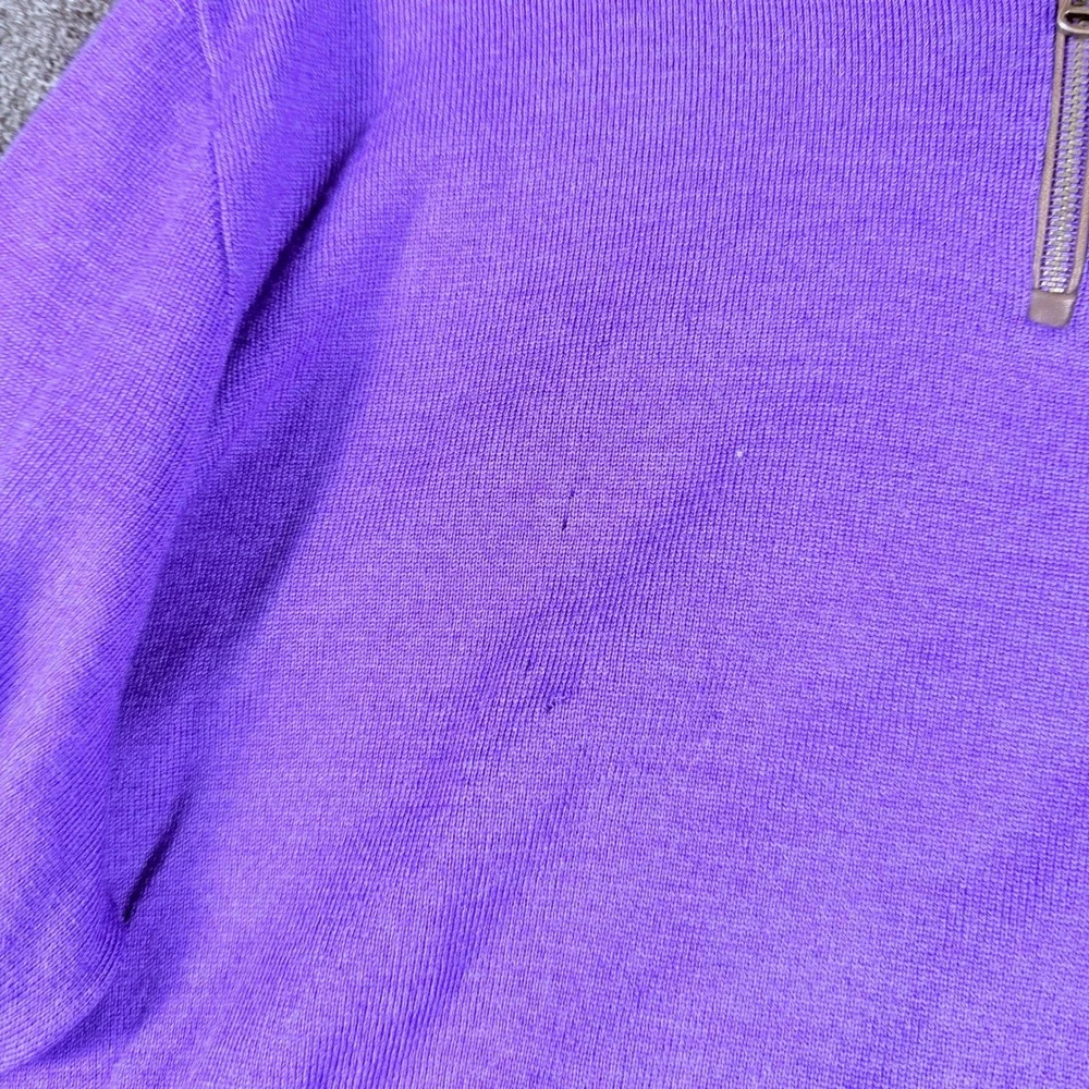 Polo Golf Ralph Lauren Purple 100% Merino Wool Quarter Zip Sweater Mens Large